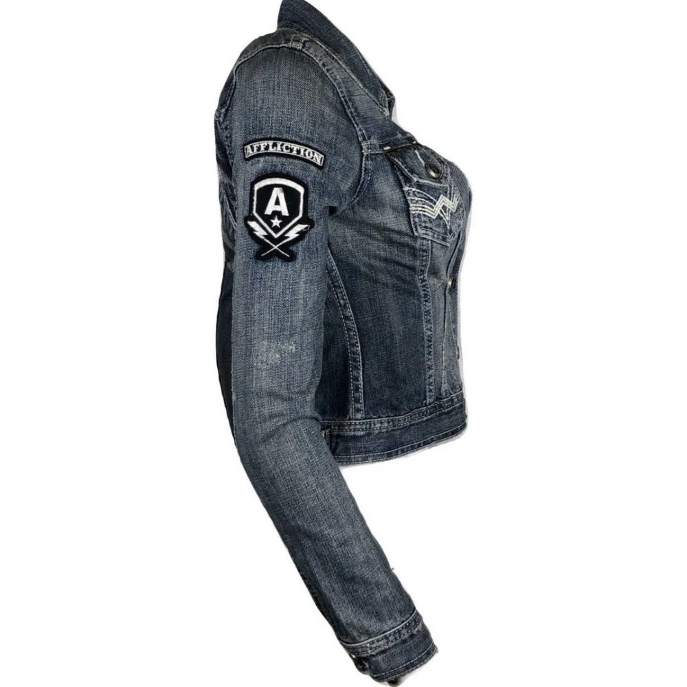 AFFLICTION Women's DENIM JACKET THUNDER JACKET - Picture 6 of 9